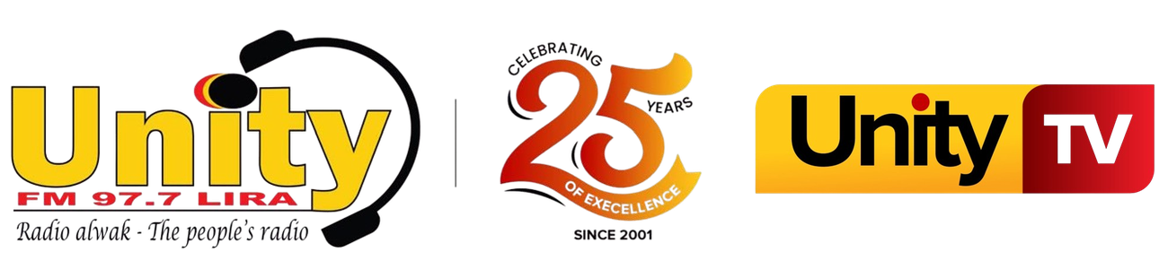 Unity FM 97.7 Lira celebrating 25 years and Unity TV official logos